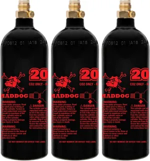 Maddog 20 Oz Refillable Aluminum CO2 Paintball Tank - Ships Empty - 3 Pack