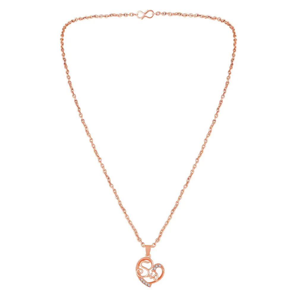 Mahi Sis Engraved in Heart Pendant Necklace with Chain for Sister (PS1101923Z)