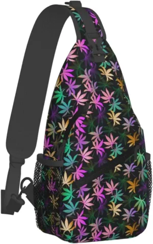 Marijuana Leaf Leaves Chest Bags Crossbody Sling Bag Shoulder Bag Travel Hiking Daypack For Men Women