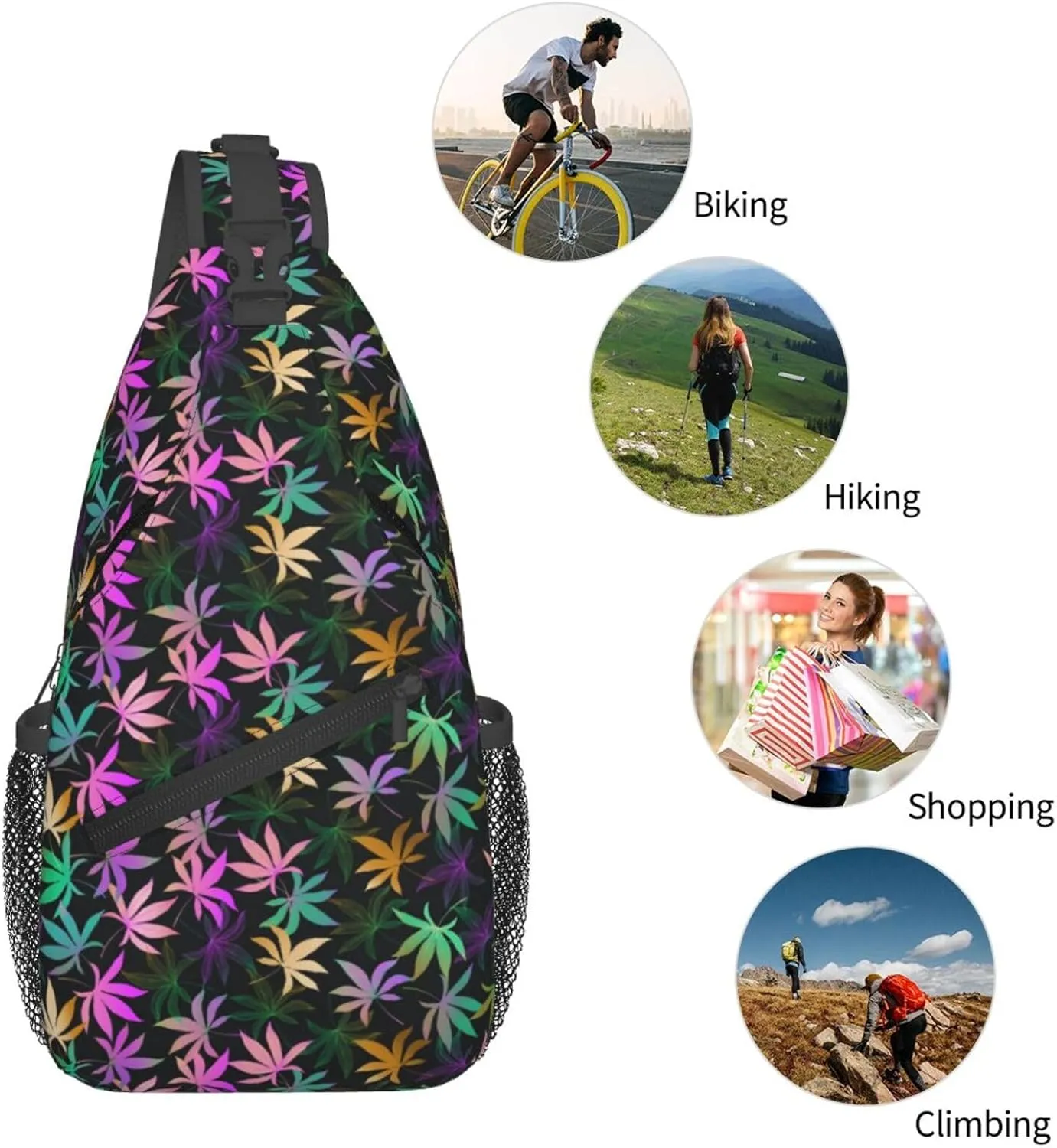 Marijuana Leaf Leaves Chest Bags Crossbody Sling Bag Shoulder Bag Travel Hiking Daypack For Men Women