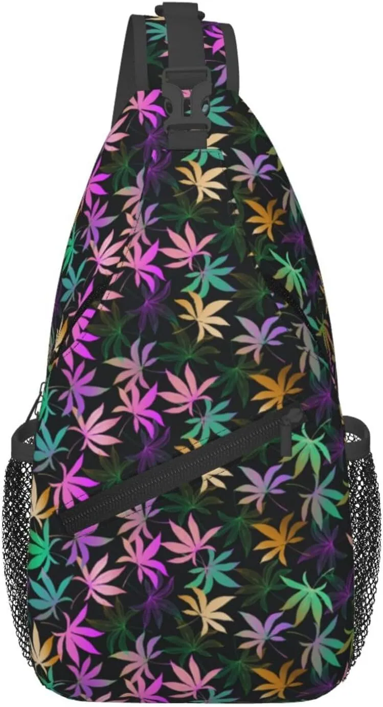 Marijuana Leaf Leaves Chest Bags Crossbody Sling Bag Shoulder Bag Travel Hiking Daypack For Men Women