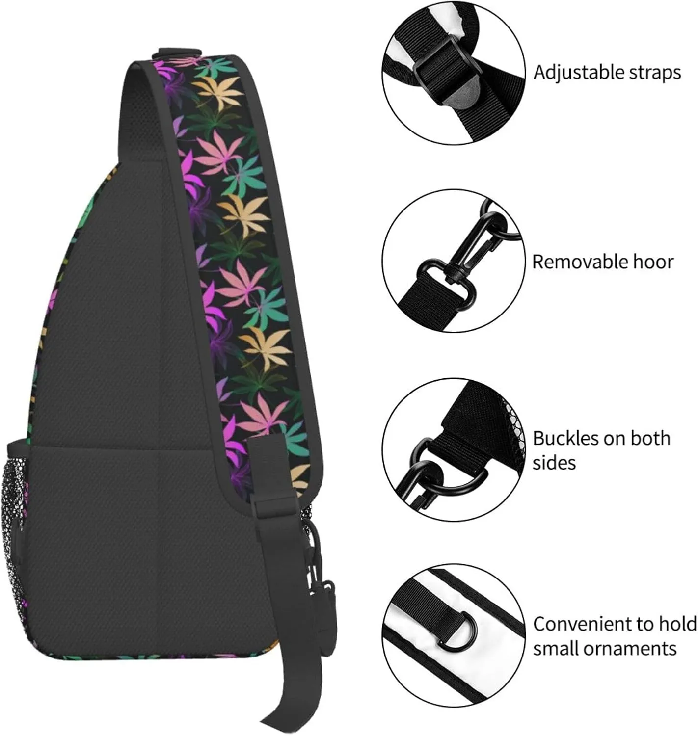 Marijuana Leaf Leaves Chest Bags Crossbody Sling Bag Shoulder Bag Travel Hiking Daypack For Men Women