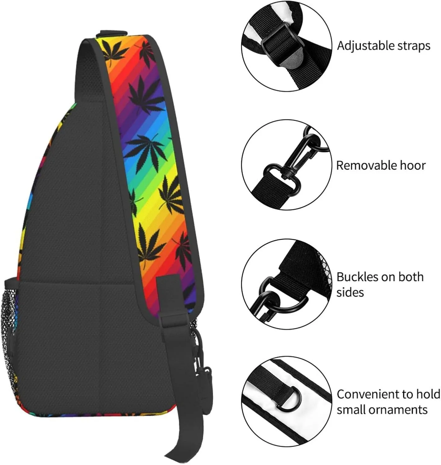Marijuana Weed Leaf Chest Bags Crossbody Sling Bag Shoulder Bag Travel Hiking Daypack For Men Women