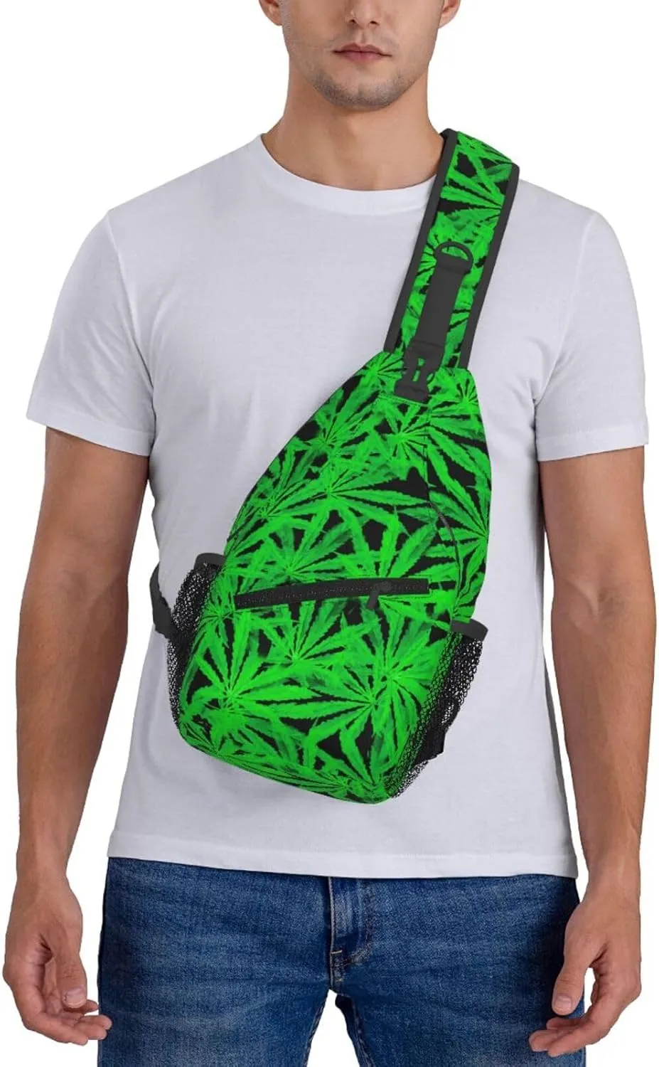 Marijuana Weed Leaf Chest Bags Crossbody Sling Bag Shoulder Bag Travel Hiking Daypack For Men Women