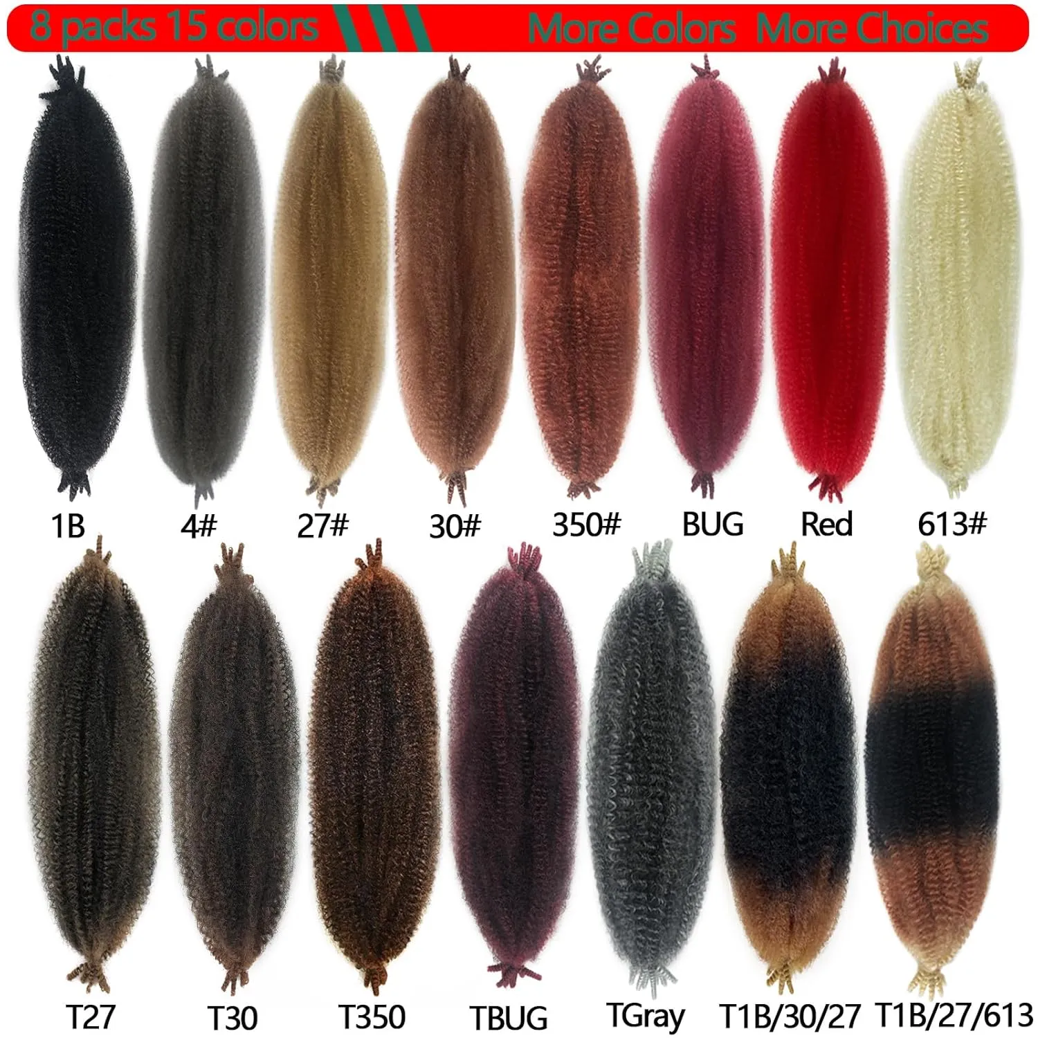Marley Twist Braiding Hair 24 Inch Kinky Cuban Twist Hair 350 Springy Afro Twist Hair 8 Packs Gingger Wrapping Hair for Soft Locs Pre Fluffed Spring Hair Extension For Braiding