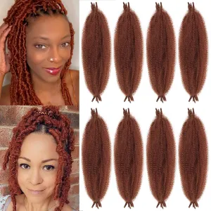 Marley Twist Braiding Hair 24 Inch Kinky Cuban Twist Hair 350 Springy Afro Twist Hair 8 Packs Gingger Wrapping Hair for Soft Locs Pre Fluffed Spring Hair Extension For Braiding