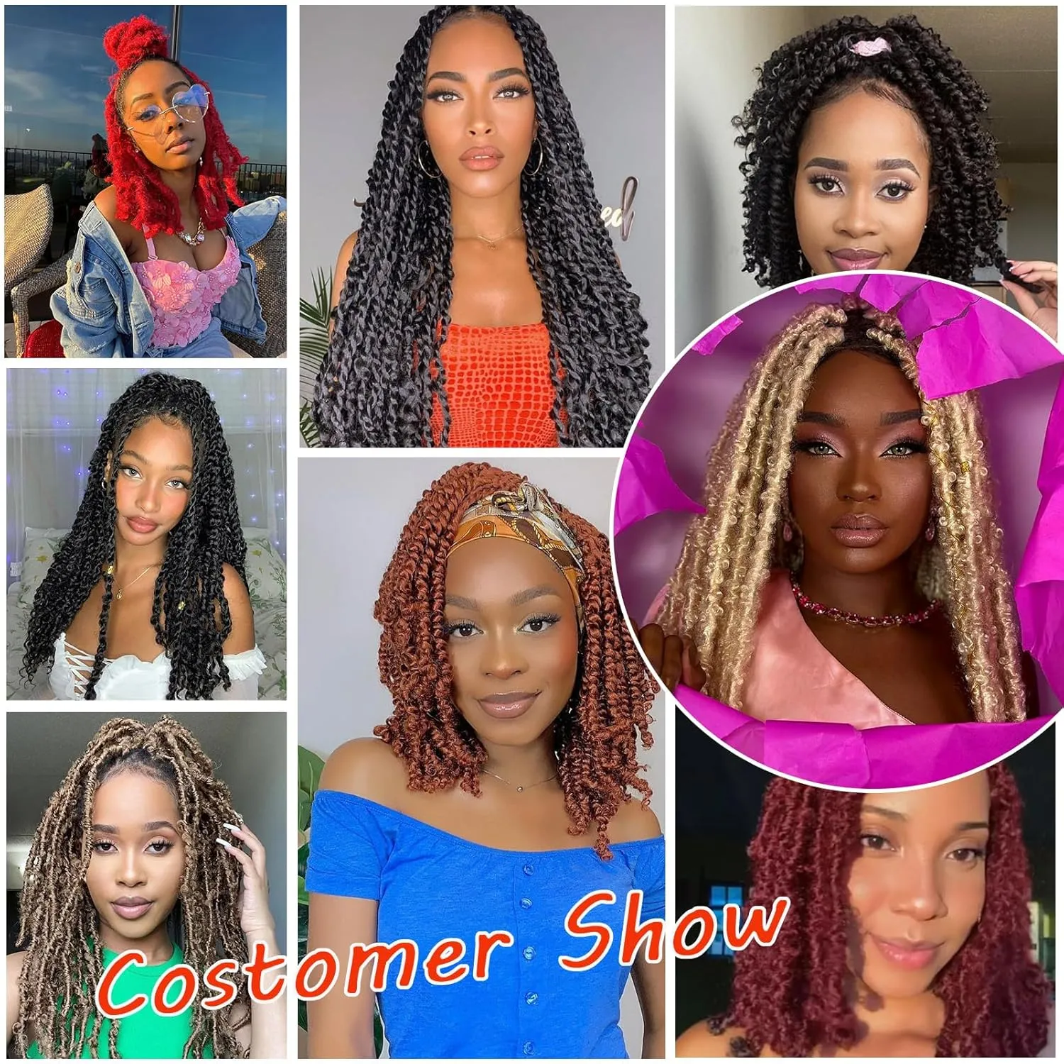 Marley Twist Braiding Hair 24 Inch Kinky Cuban Twist Hair 350 Springy Afro Twist Hair 8 Packs Gingger Wrapping Hair for Soft Locs Pre Fluffed Spring Hair Extension For Braiding