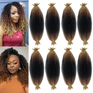 Marley Twist Braiding Hair, Pre-Separated Springy Afro Twist Hair Kinky Twist Crochet Hair Braids for Distressed Soft Locs Spring Twist Hair for Women (1B/30/27#, 12 Inch(Pack of 8))