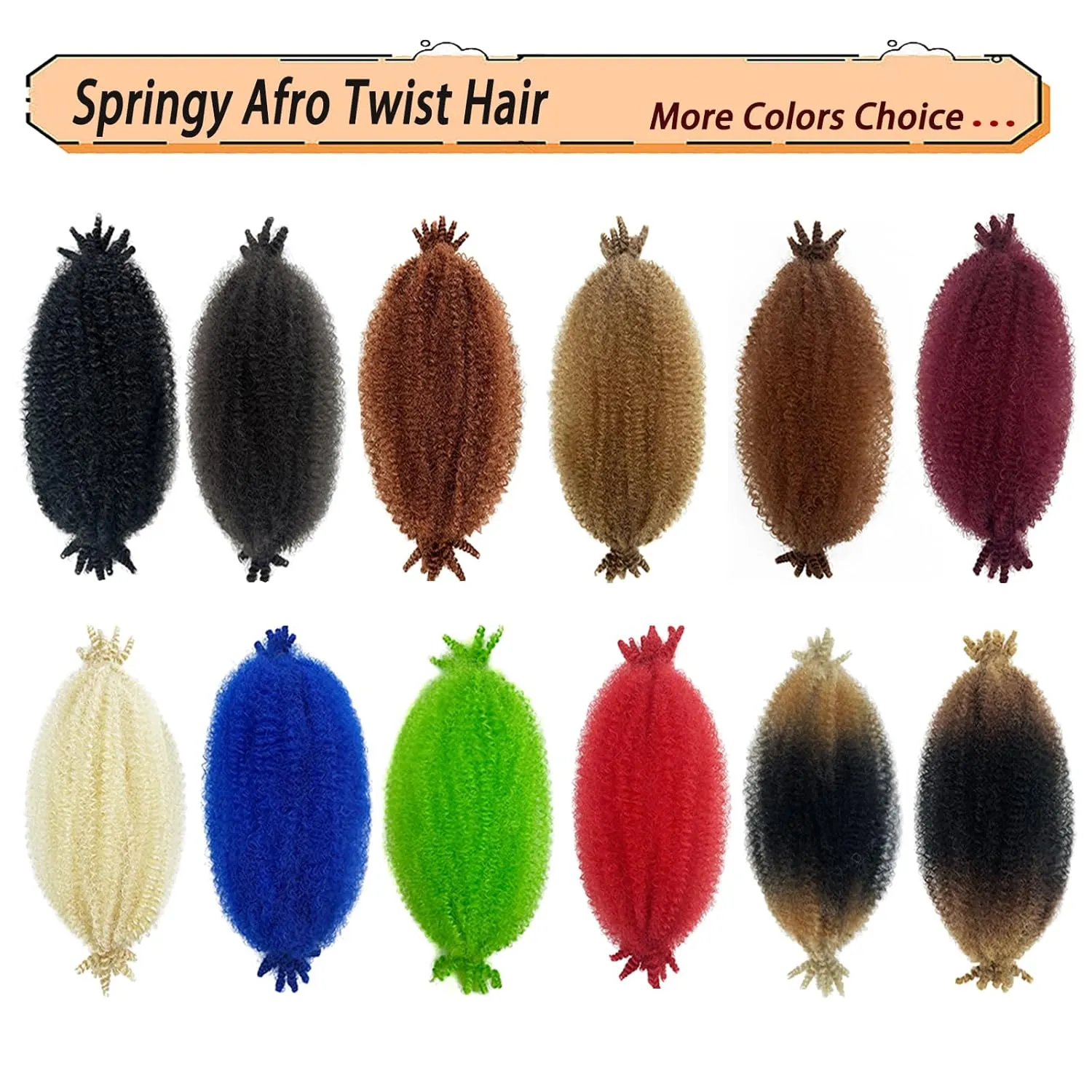 Marley Twist Braiding Hair, Pre-Separated Springy Afro Twist Hair Kinky Twist Crochet Hair Braids for Distressed Soft Locs Spring Twist Hair for Women (1B/30/27#, 12 Inch(Pack of 8))