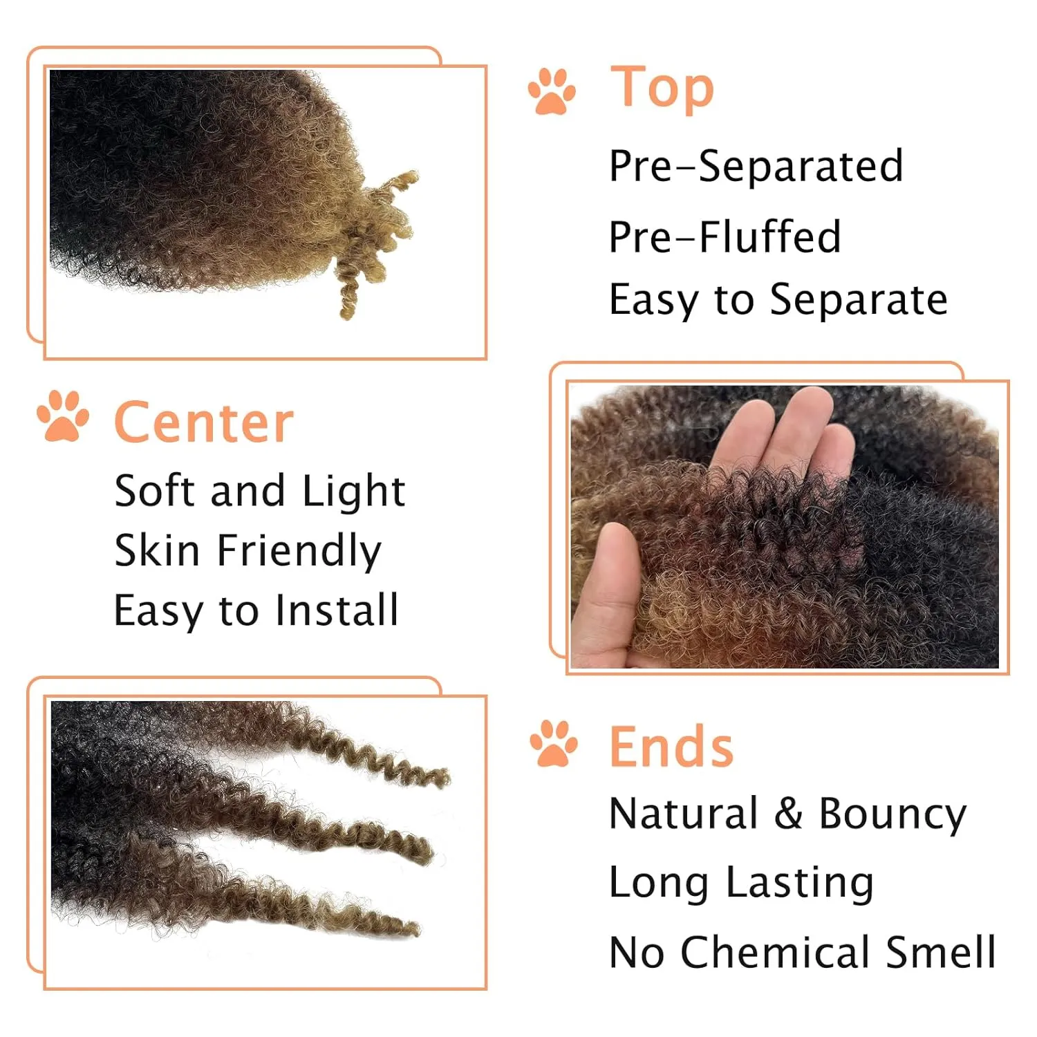 Marley Twist Braiding Hair, Pre-Separated Springy Afro Twist Hair Kinky Twist Crochet Hair Braids for Distressed Soft Locs Spring Twist Hair for Women (1B/30/27#, 12 Inch(Pack of 8))