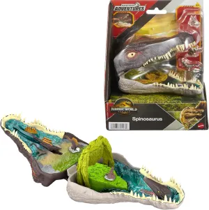 Mattel Jurassic World Rebirth Micro Adventure Playset, Spinosaurus Head Opens to 4 Interactive Features, 3 Micro Figures, Dinosaur Toy