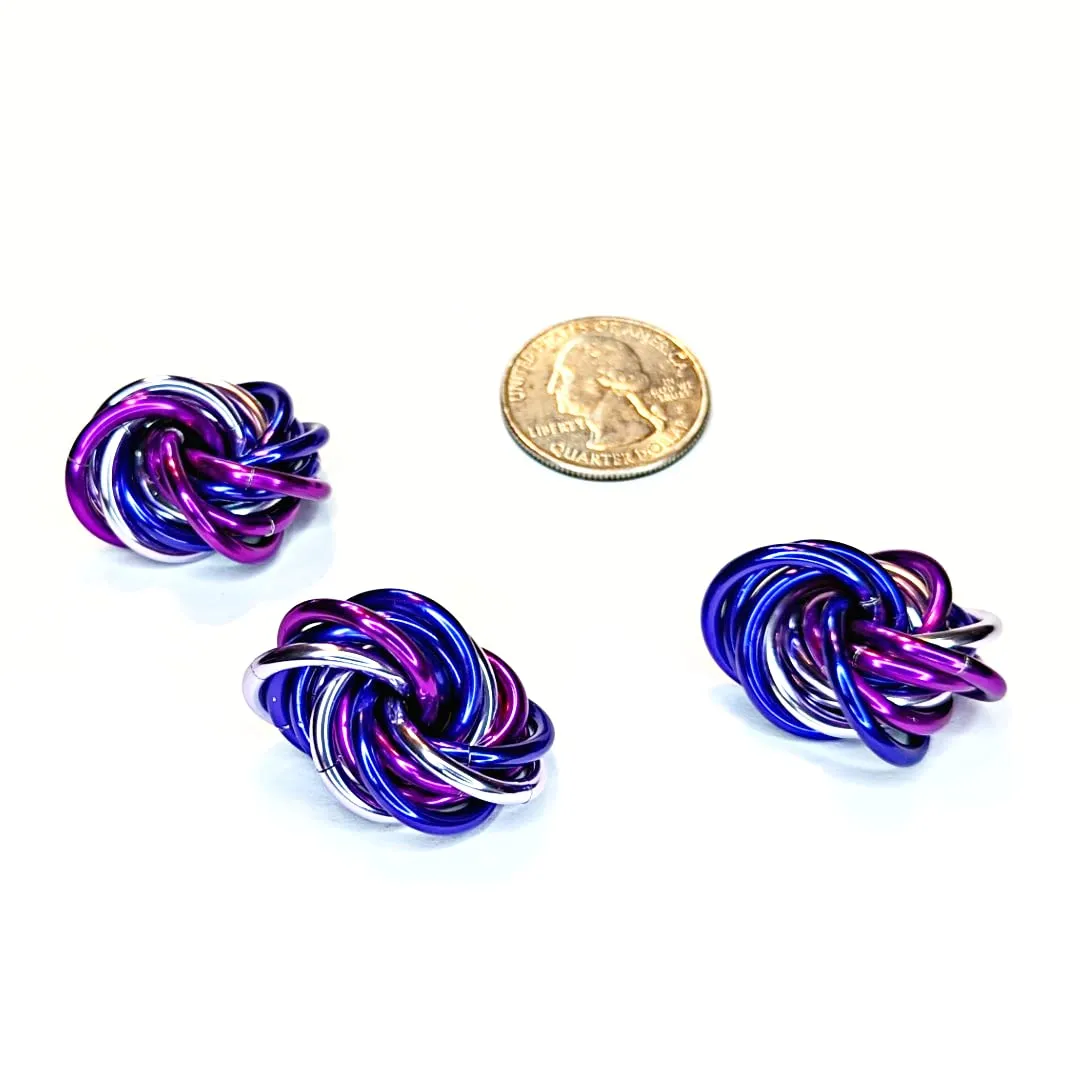 Möbii Fidget Balls (Multi-Packs): Quiet Mobius ADHD Anxiety Stim Stress Relief Toy Tool for Home Travel Office or Desk (Small - 3 Pack, Full, Purples)