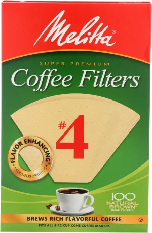 Melitta #4 Cone Coffee Filter 100 Count Natural Brown(Multi Pack) (5 pack)