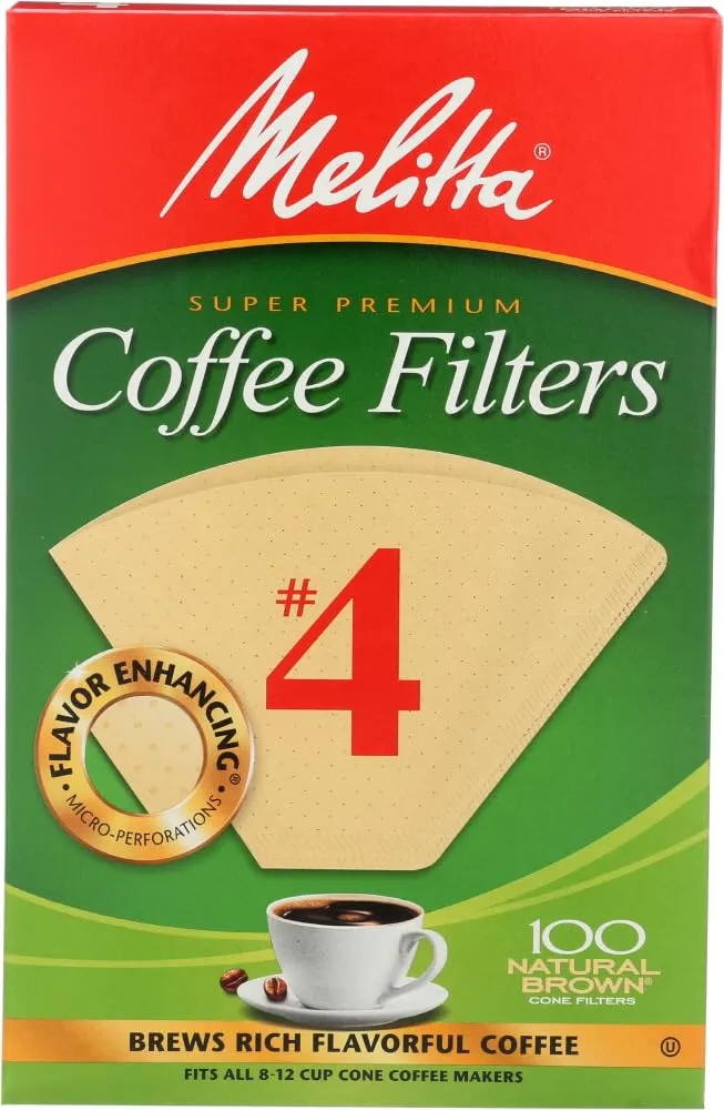 Melitta #4 Cone Coffee Filter 100 Count Natural Brown(Multi Pack) (5 pack)
