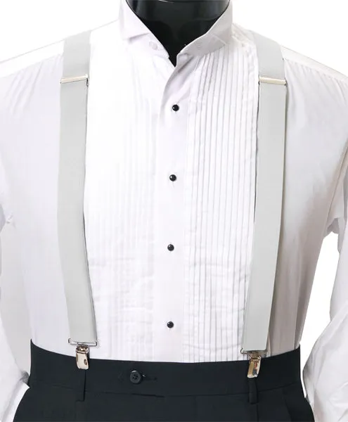 Mens Clip Suspenders - Simple Classic Solid Color X Suspenders - Fast Shipping USA
