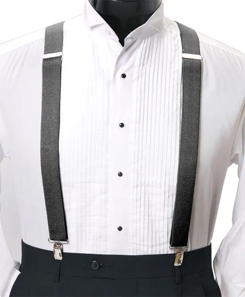 Mens Clip Suspenders - Simple Classic Solid Color X Suspenders - Fast Shipping USA