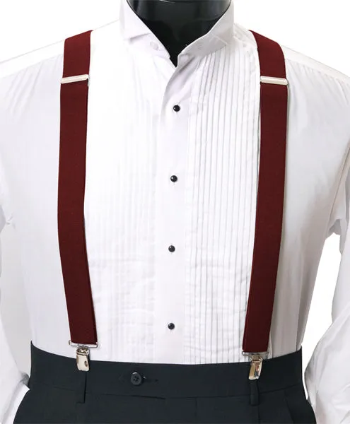 Mens Clip Suspenders - Simple Classic Solid Color X Suspenders - Fast Shipping USA