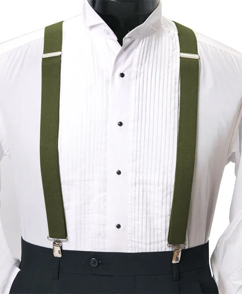 Mens Clip Suspenders - Simple Classic Solid Color X Suspenders - Fast Shipping USA