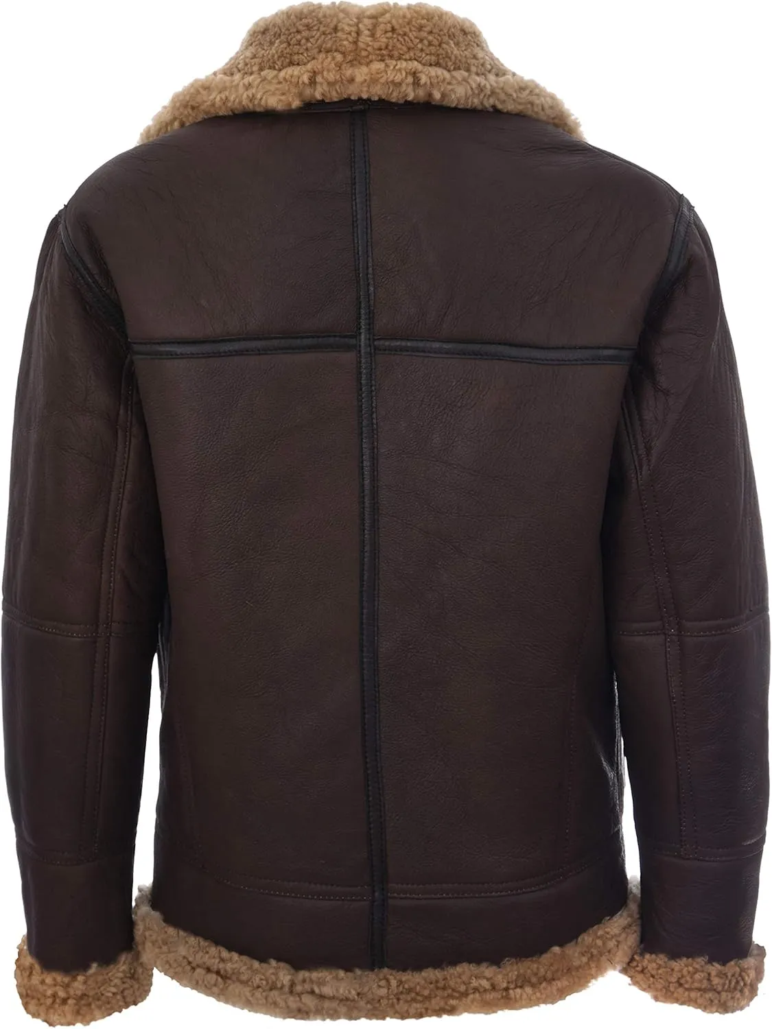 Mens Vintage Brown Ginger B3 Sheepskin Aviator Flying Leather Jacket