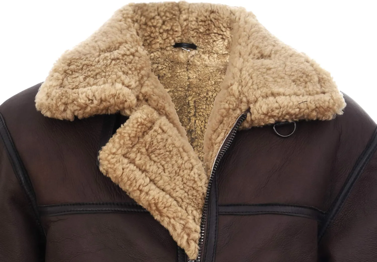 Mens Vintage Brown Ginger B3 Sheepskin Aviator Flying Leather Jacket