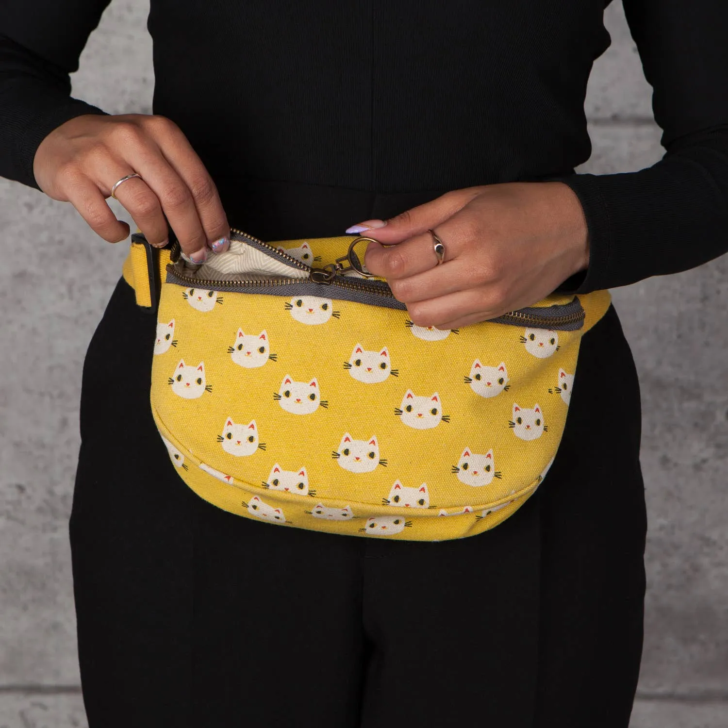 Meow Cats Cotton Hip Bag Adjustable Strap