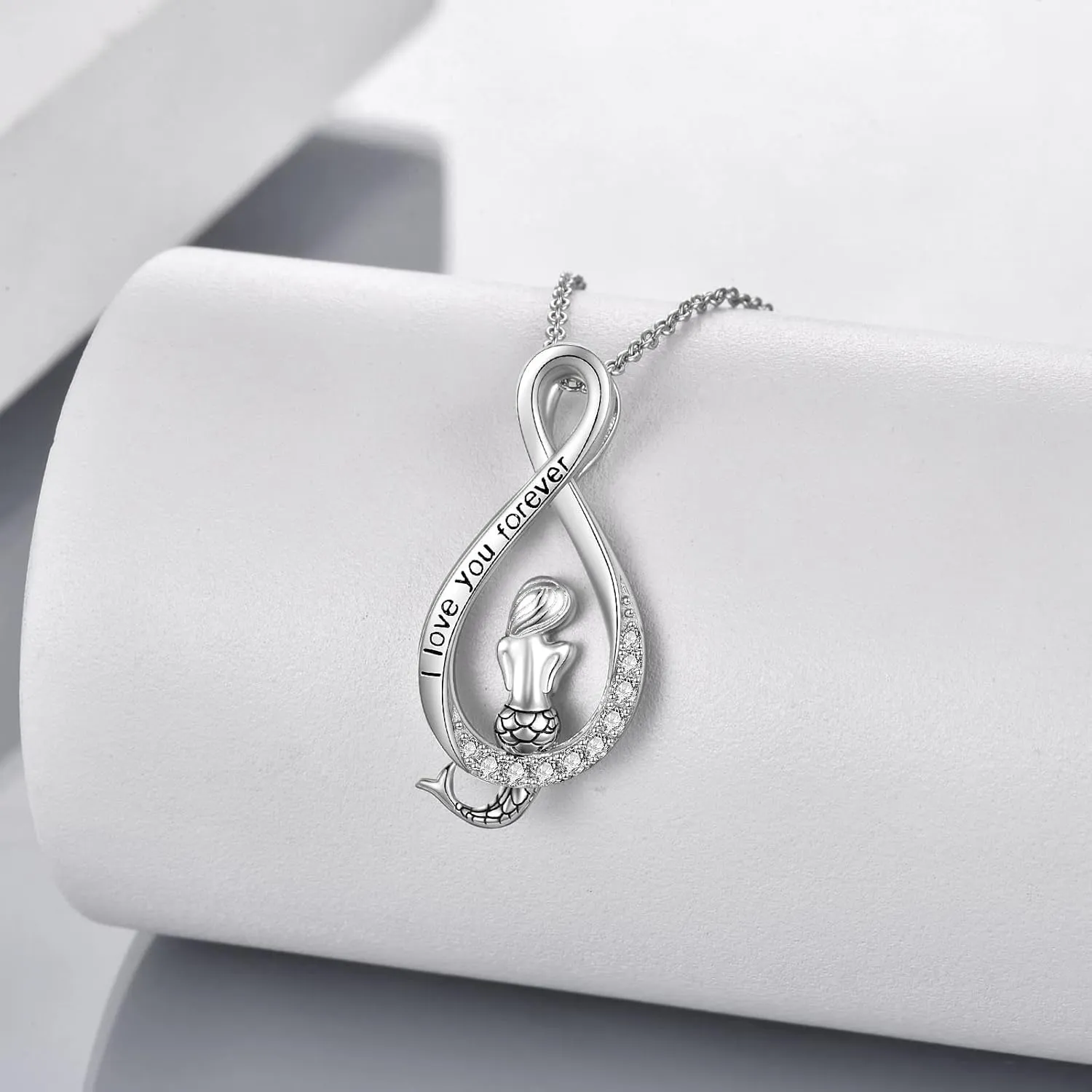 Mermaid Necklaces for Women 925 Sterling Silver Infinity Love Jewelry for Women