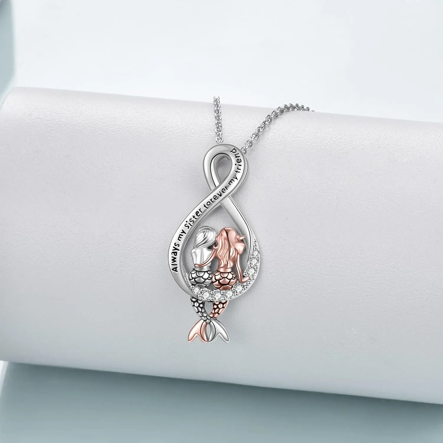 Mermaid Necklaces for Women 925 Sterling Silver Infinity Love Jewelry for Women