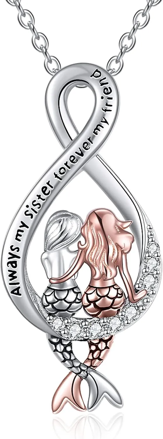 Mermaid Necklaces for Women 925 Sterling Silver Infinity Love Jewelry for Women