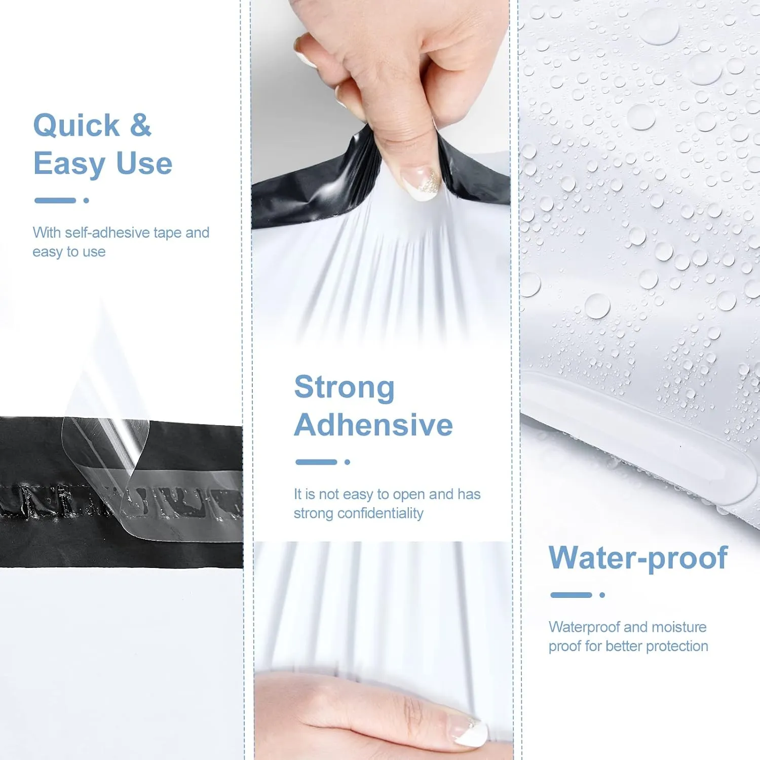 Metronic 300 Pcs Poly Mailers 12x15.5, Medium Size Shipping Bags for Small Business Supplies,White Poly Mailer Bags for Clothing Packing Supplies, Strong Adhensive Shipping Mailing Envelopes Self Seal