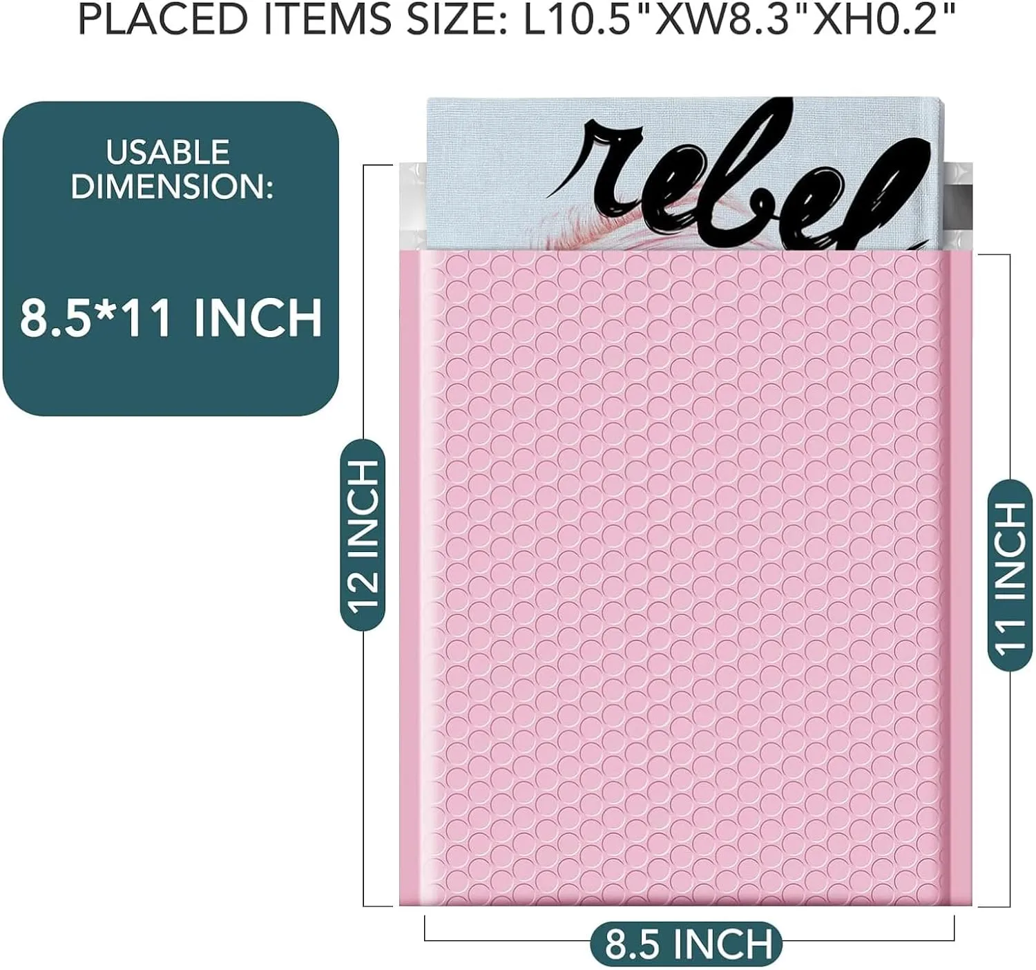 METRONIC 8.5 x 12 Bubble Mailers 40 Pack, Light Pink Bubble Mailers, Strong Adhesion Padded Envelope, Shipping Envelope Bubble Mailer, Bubble Envelopes for clothing, Bubble Mailer Usable Size 8.5 x 11