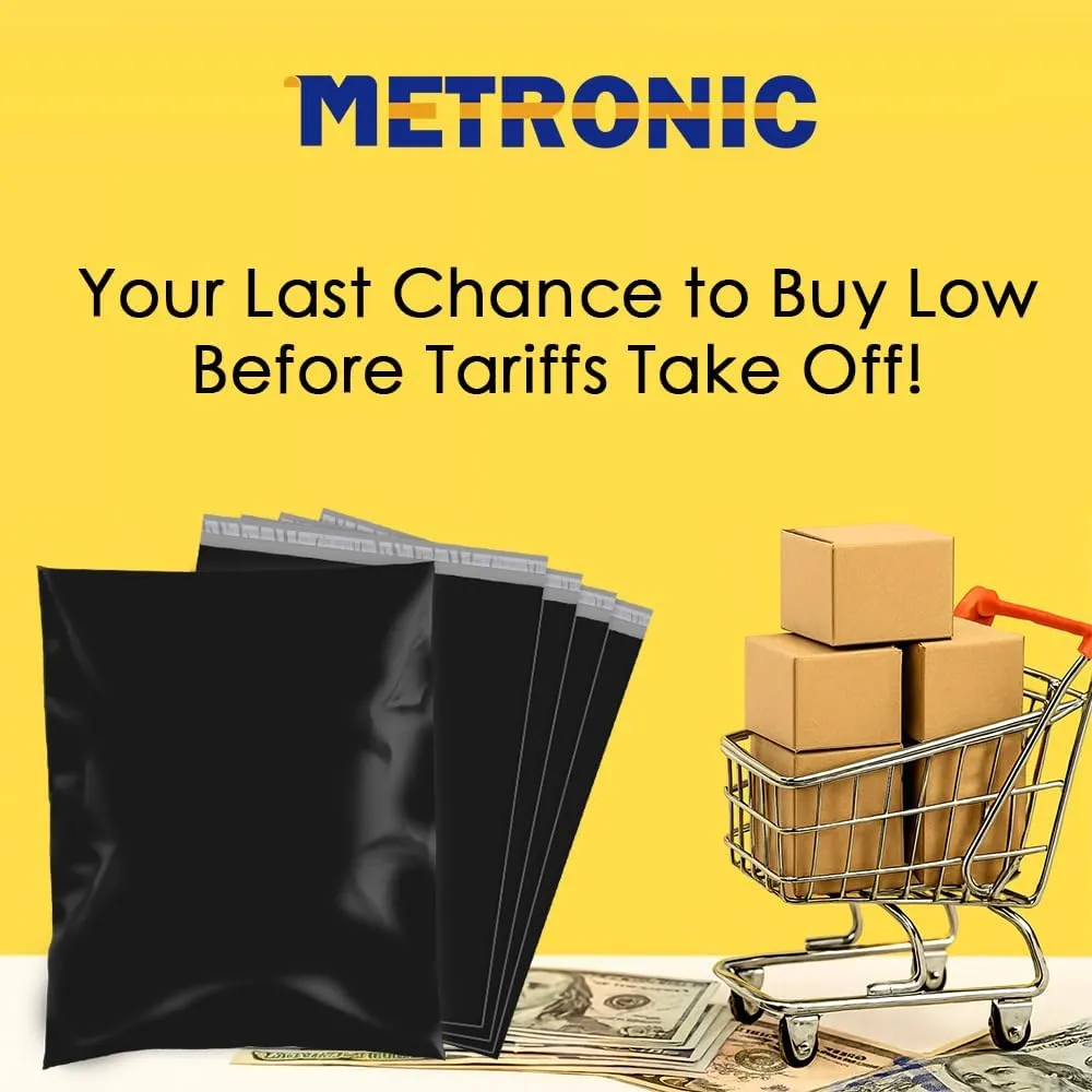 Metronic Poly Mailers 14.5x19 200 Pcs | Large Shipping Bags for Clothing | Strong Adhensive Mailing Bags for Small Business, Shipping Envelopes Bags, Tear-resistant Package Bags in Black