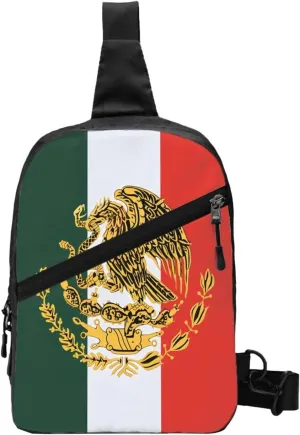 Mexico Mexican Eagle Flag Portable Crossbody Bag Foldable Sling Bags Sports Gym Chest Daypack Reusable Shoulder Backpack Casual Diagonally Rucksack Fanny Packs