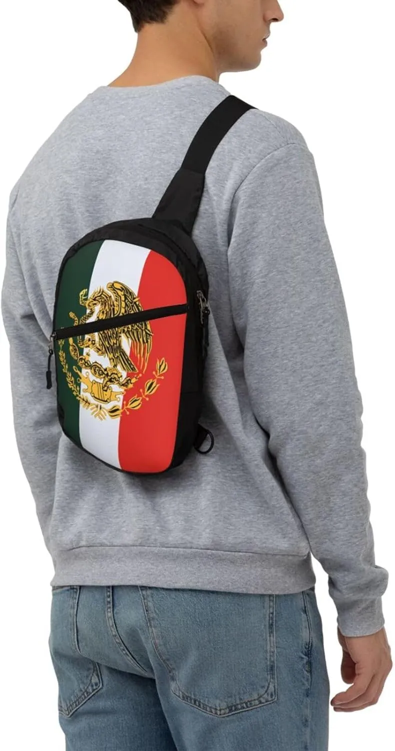 Mexico Mexican Eagle Flag Portable Crossbody Bag Foldable Sling Bags Sports Gym Chest Daypack Reusable Shoulder Backpack Casual Diagonally Rucksack Fanny Packs