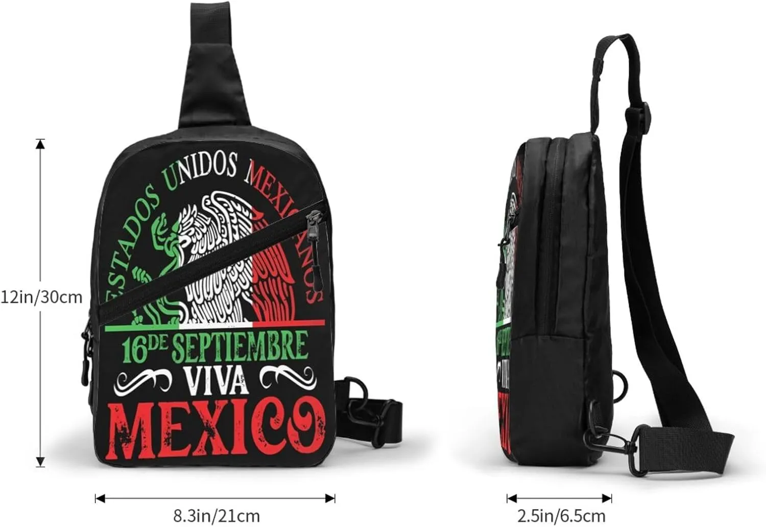Mexico Pride Independence Day Portable Crossbody Bag Foldable Sling Bags Sports Gym Chest Daypack Reusable Shoulder Backpack Casual Diagonally Rucksack Fanny Packs