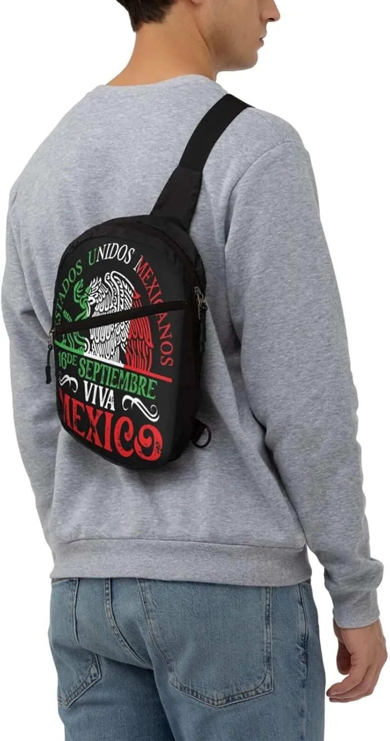Mexico Pride Independence Day Portable Crossbody Bag Foldable Sling Bags Sports Gym Chest Daypack Reusable Shoulder Backpack Casual Diagonally Rucksack Fanny Packs