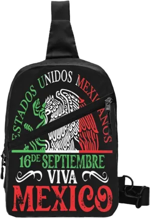 Mexico Pride Independence Day Portable Crossbody Bag Foldable Sling Bags Sports Gym Chest Daypack Reusable Shoulder Backpack Casual Diagonally Rucksack Fanny Packs