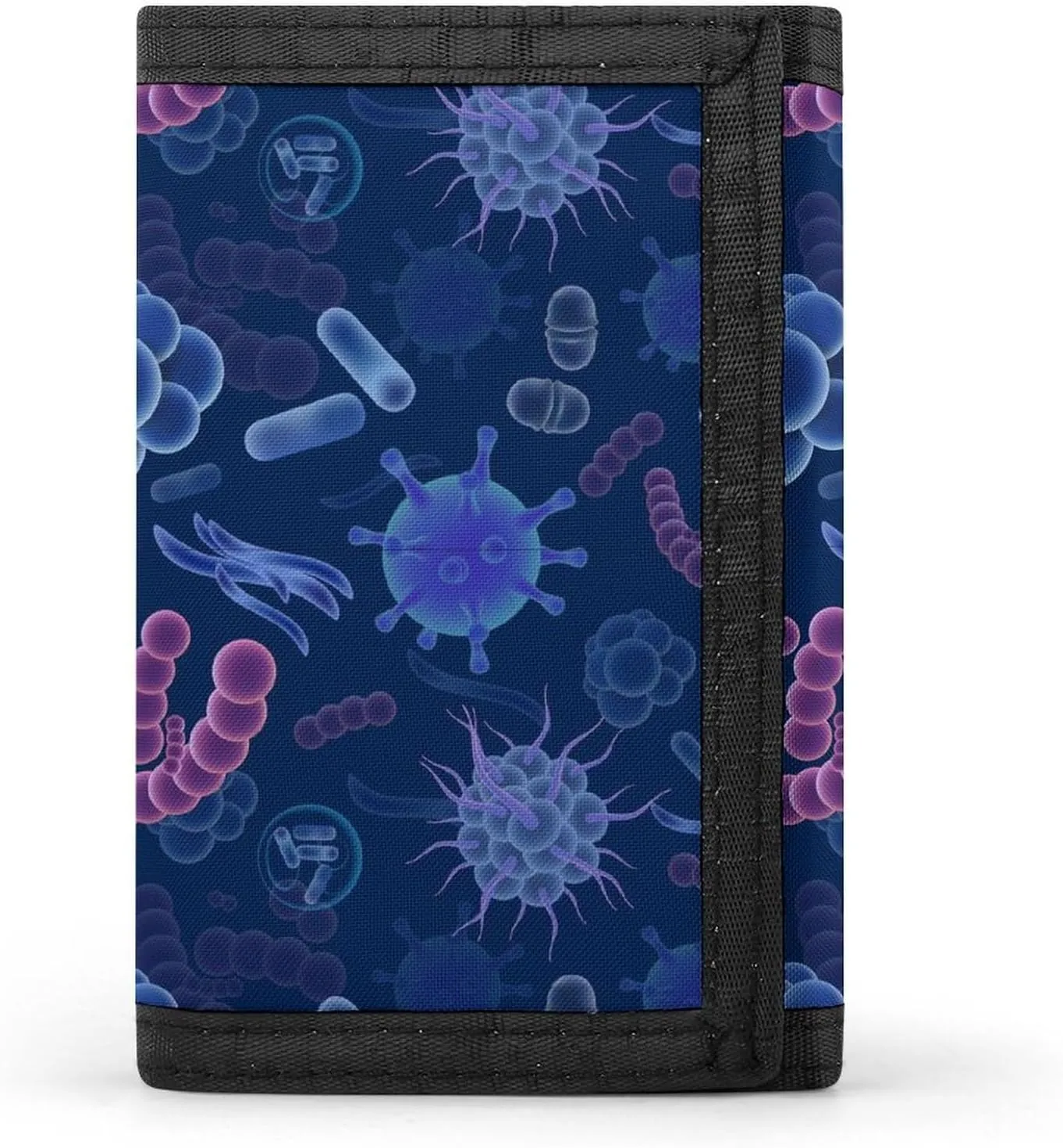 Microbes Small Trifold Wallet for Men Canvas ID Credit Card Holder with Coin Pocket Outdoor