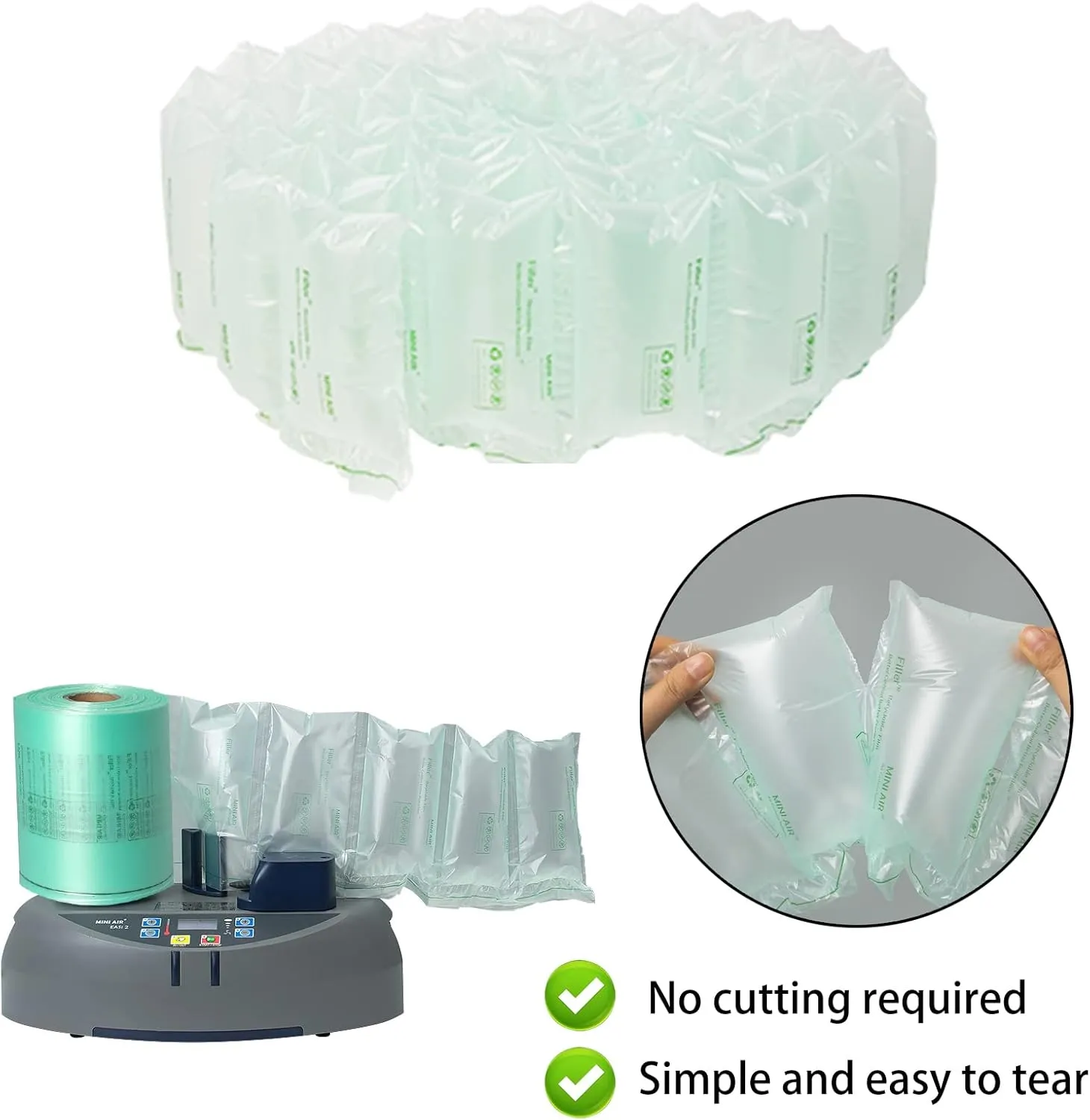 MINI AIR EASI 1 roll 8"x4" for Mini Air Easi Generation 2 Grey Machine, 4000Pcs 1312 FT Per Roll, Inflatable Packaging Air Pillow Bag