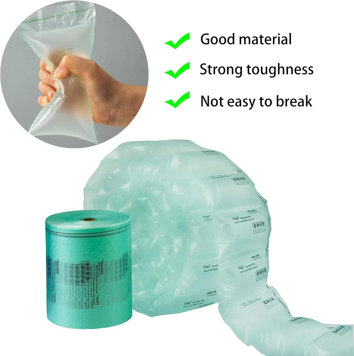 MINI AIR EASI 1 roll 8"x4" for Mini Air Easi Generation 2 Grey Machine, 4000Pcs 1312 FT Per Roll, Inflatable Packaging Air Pillow Bag