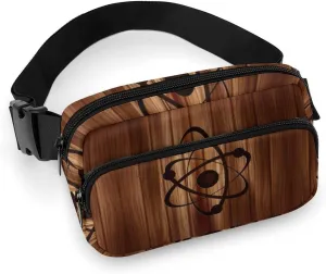 Molecule Atom IconWooden Belt Bag Double Layer Fanny Pack Crossbody Bags Adjustable Bum Bag for Women Men