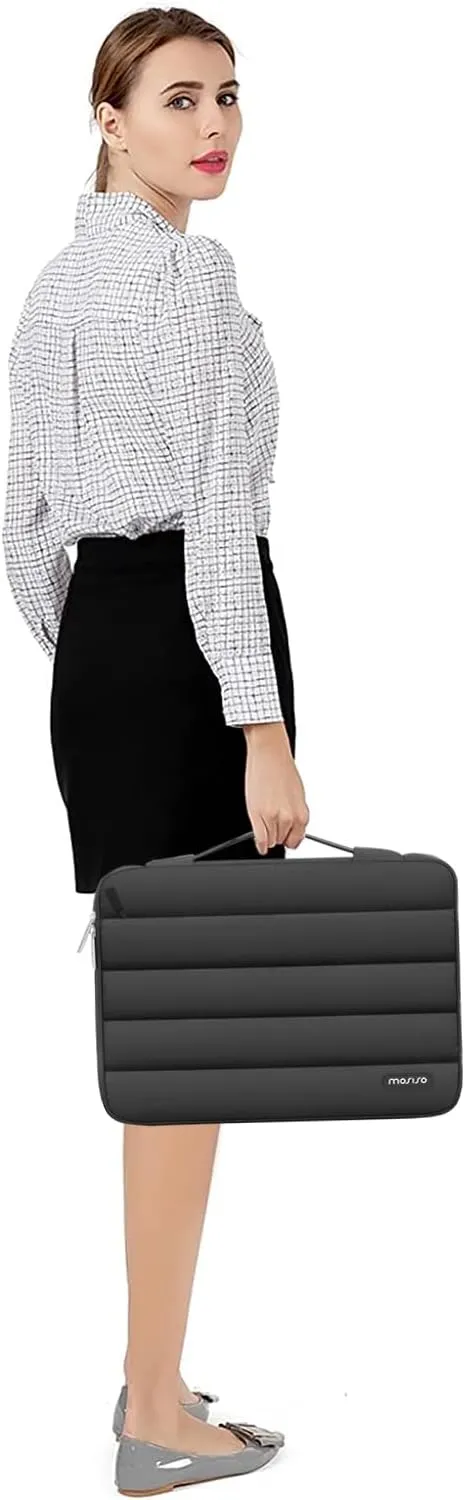 MOSISO 360 Protective 15-15.6 inch Laptop Case, 16 inch Puffy Laptop Sleeve Compatible with MacBook Pro 16, HP, Dell, ASUS, Acer, Lenovo Notebook Computer,Polyester Horizontal Side Open Bag, Black