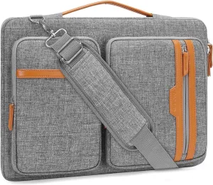 MOSISO 360 Protective Laptop Bag, 13.3 inch Computer Bag Compatible with MacBook Pro 14, HP, Dell, Asus Notebook, Side Open Sleeve with 2 Rectangle Zipper Pockets&Extendable Handle, Gray