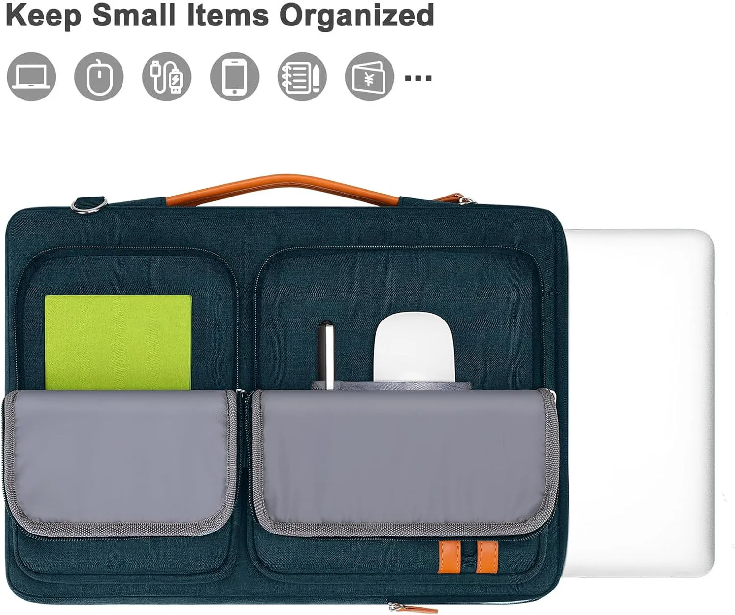 MOSISO 360 Protective Laptop Bag, 15.6 inch Computer Bag Compatible with MacBook Pro 16, HP, Dell, Asus Notebook, Side Open Sleeve with 2 Rectangle Zipper Pockets&Extendable Handle, Teal Green
