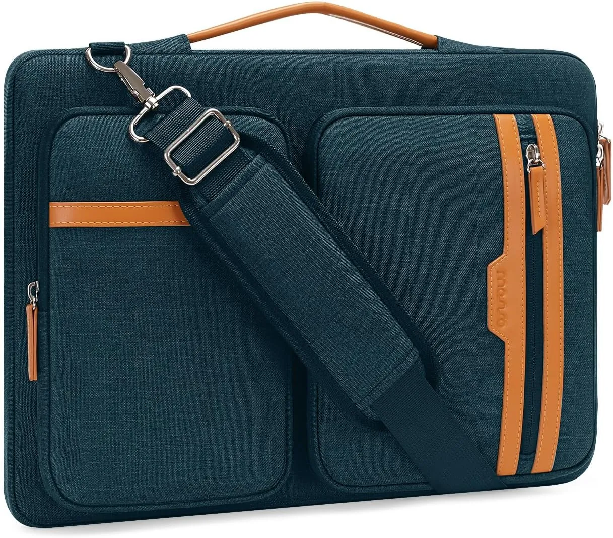 MOSISO 360 Protective Laptop Bag, 15.6 inch Computer Bag Compatible with MacBook Pro 16, HP, Dell, Asus Notebook, Side Open Sleeve with 2 Rectangle Zipper Pockets&Extendable Handle, Teal Green