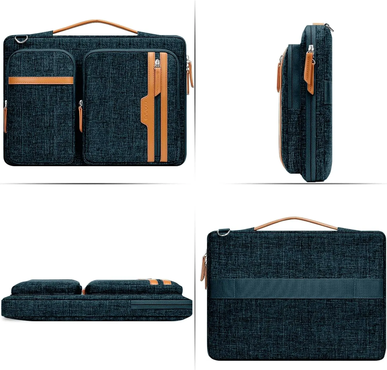 MOSISO 360 Protective Laptop Bag, 15.6 inch Computer Bag Compatible with MacBook Pro 16, HP, Dell, Asus Notebook, Side Open Sleeve with 2 Rectangle Zipper Pockets&Extendable Handle, Teal Green
