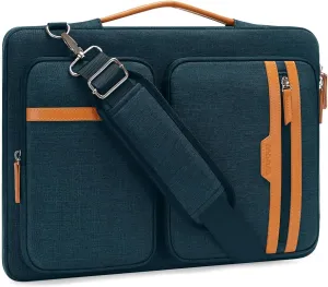 MOSISO 360 Protective Laptop Bag, 15.6 inch Computer Bag Compatible with MacBook Pro 16, HP, Dell, Asus Notebook, Side Open Sleeve with 2 Rectangle Zipper Pockets&Extendable Handle, Teal Green