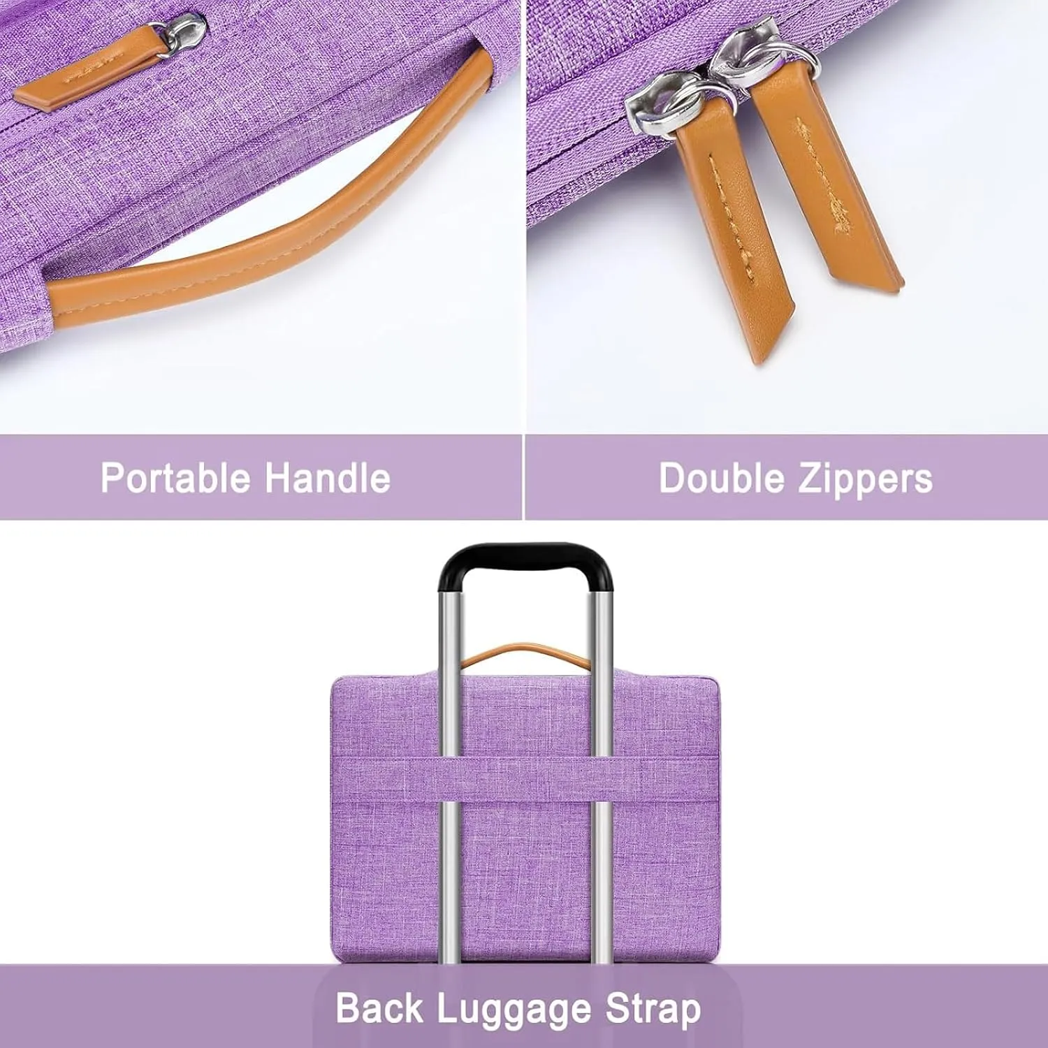 MOSISO 360 Protective Laptop Case 13.3 inch, 13-14 inch Laptop Sleeve Compatible with MacBook Air/Pro 13 / Pro 14, HP Dell Acer ASUS, Side Open Carrying Case with 4 Zipper Pockets&Handle, Lilac