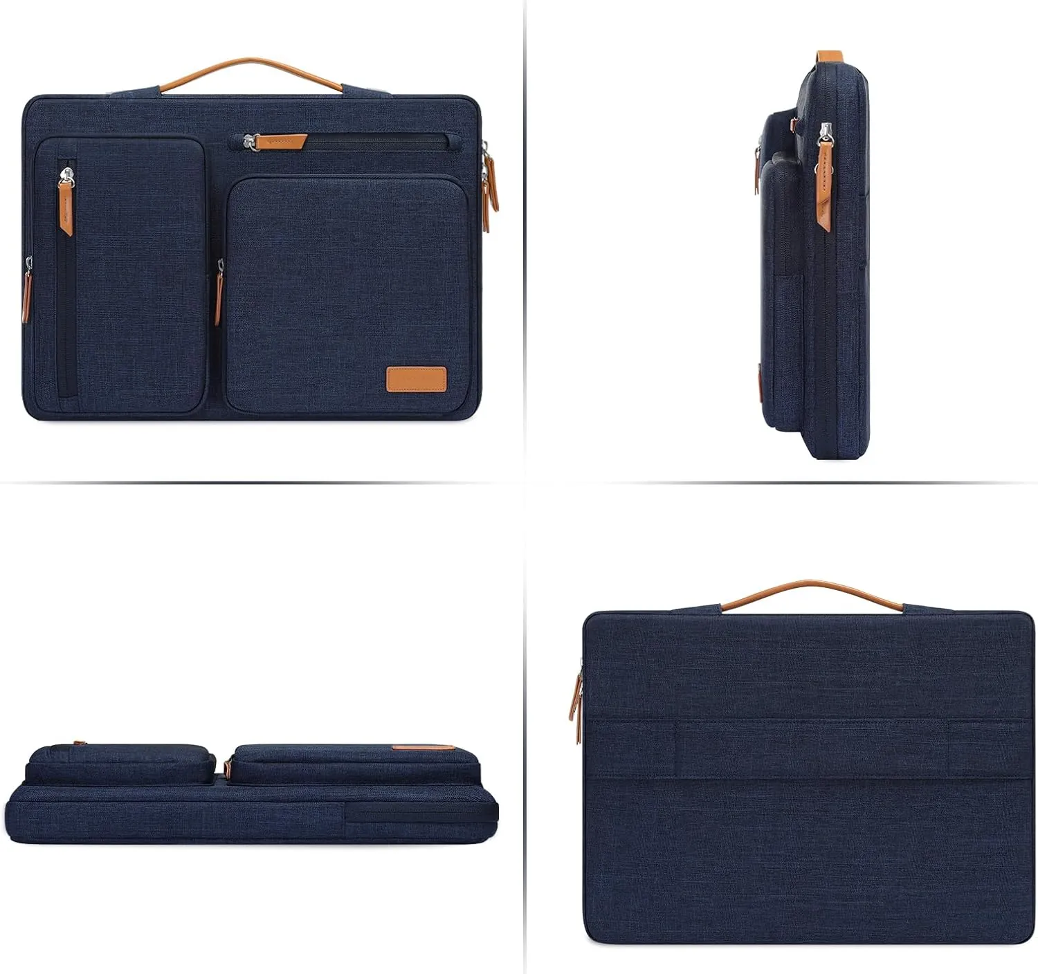 MOSISO 360 Protective Laptop Case 13.3 inch, 13-14 inch Laptop Sleeve Compatible with MacBook Air/Pro 13 / Pro 14, HP Dell Acer ASUS, Side Open Carrying Case with 4 Zipper Pockets&Handle, Navy Blue