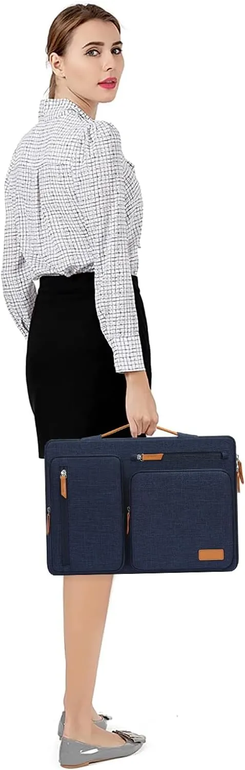 MOSISO 360 Protective Laptop Case 13.3 inch, 13-14 inch Laptop Sleeve Compatible with MacBook Air/Pro 13 / Pro 14, HP Dell Acer ASUS, Side Open Carrying Case with 4 Zipper Pockets&Handle, Navy Blue