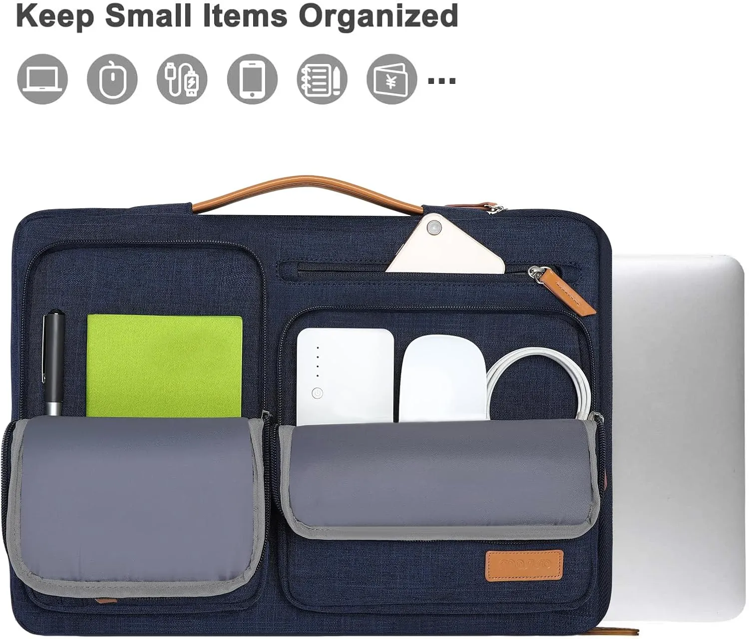 MOSISO 360 Protective Laptop Case 13.3 inch, 13-14 inch Laptop Sleeve Compatible with MacBook Air/Pro 13 / Pro 14, HP Dell Acer ASUS, Side Open Carrying Case with 4 Zipper Pockets&Handle, Navy Blue